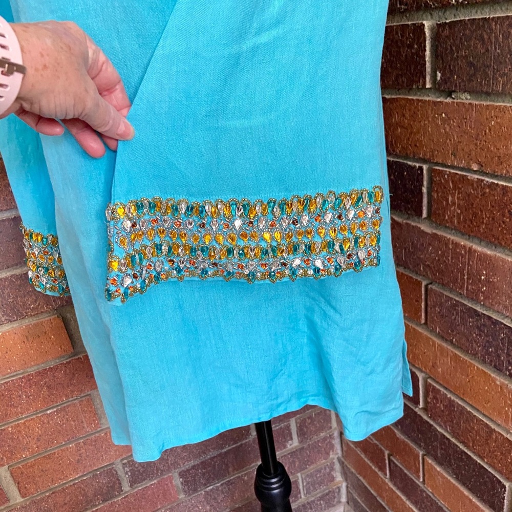 Inca Turquoise Embellished Tunic - Picture 13 of 13
